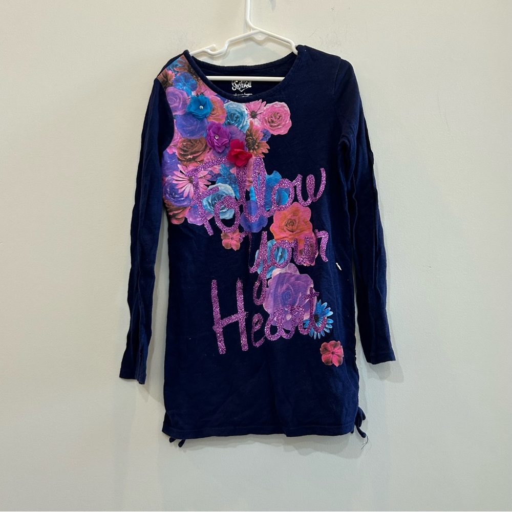 Justice “follow your heart” long sleeve shirt. Size 8.